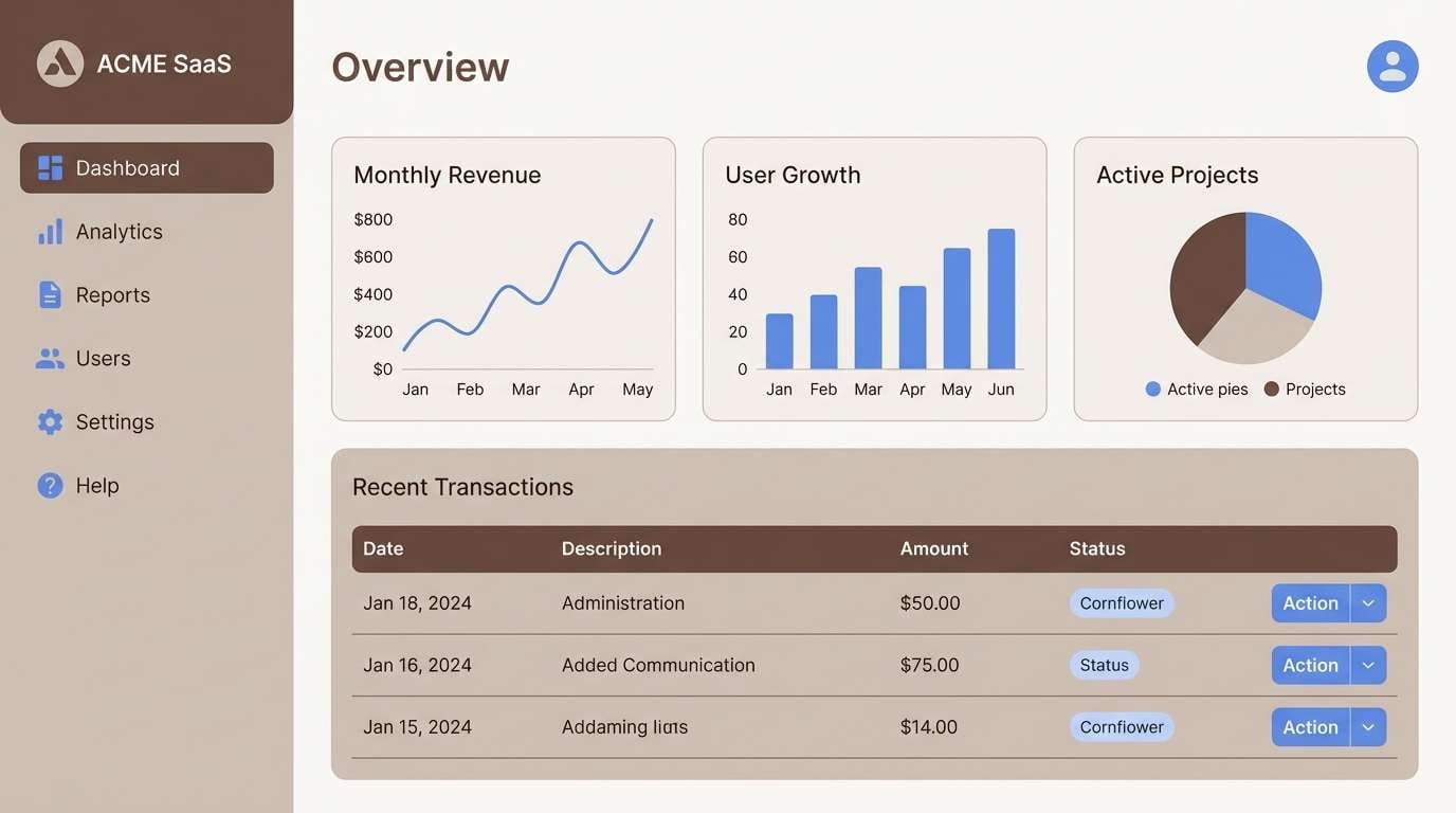dashboard ui in cocoa and blue