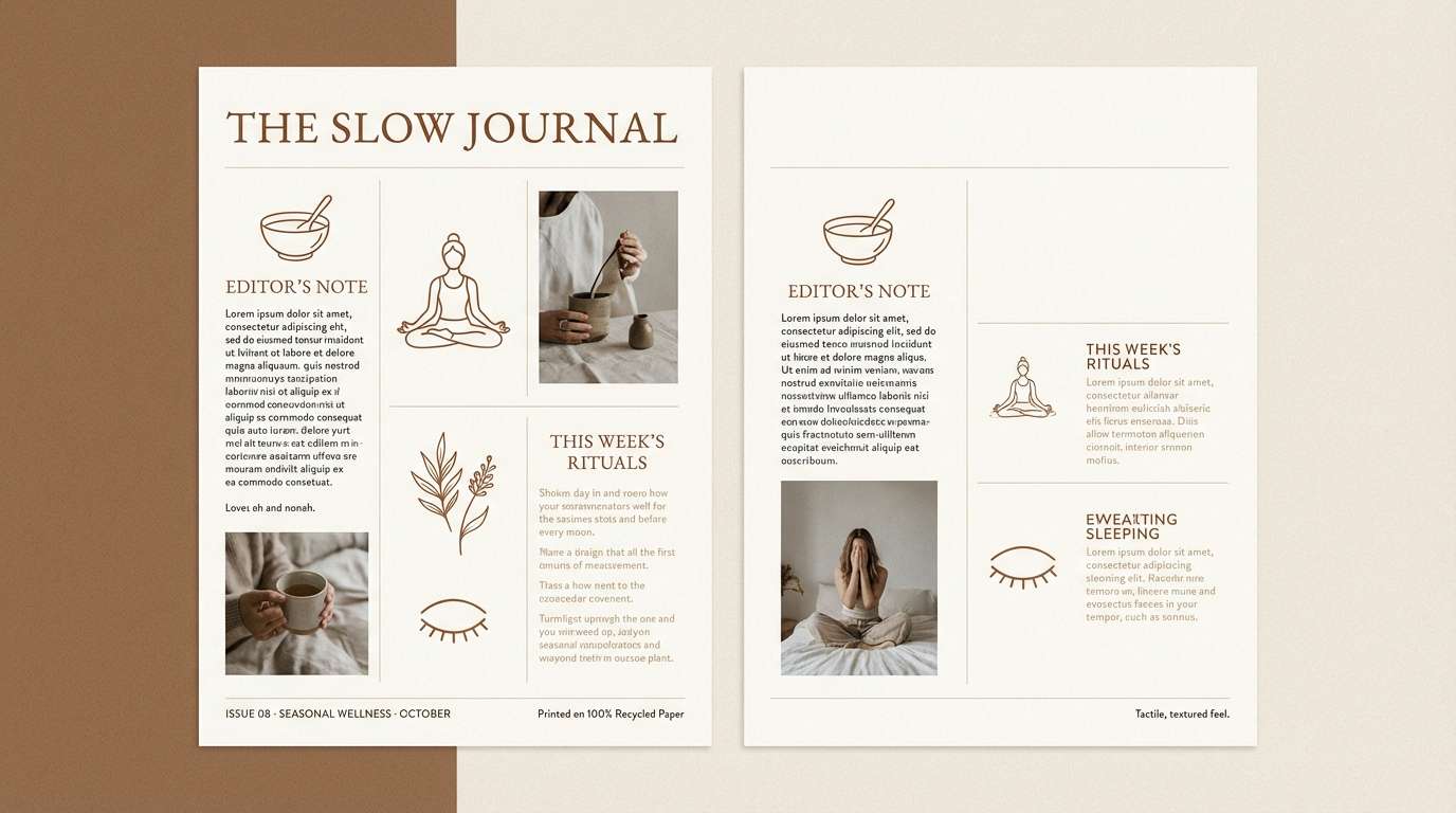 newsletter in cinnamon oat tones