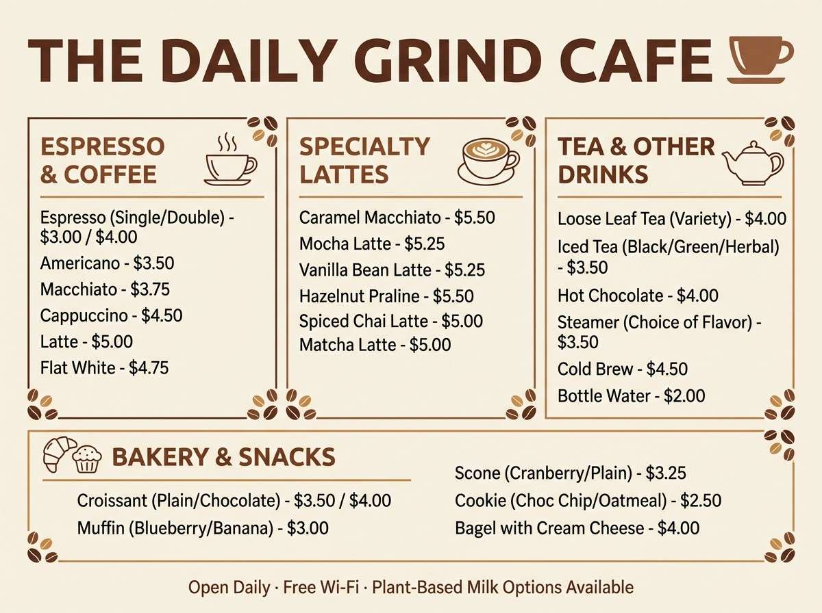 caramel cafe menu
