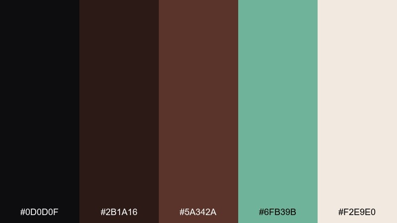 chocolate mint accent color palette with hex codes