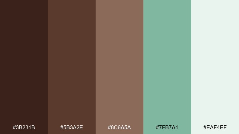 chocolate mint chocolate brown color palette with hex codes