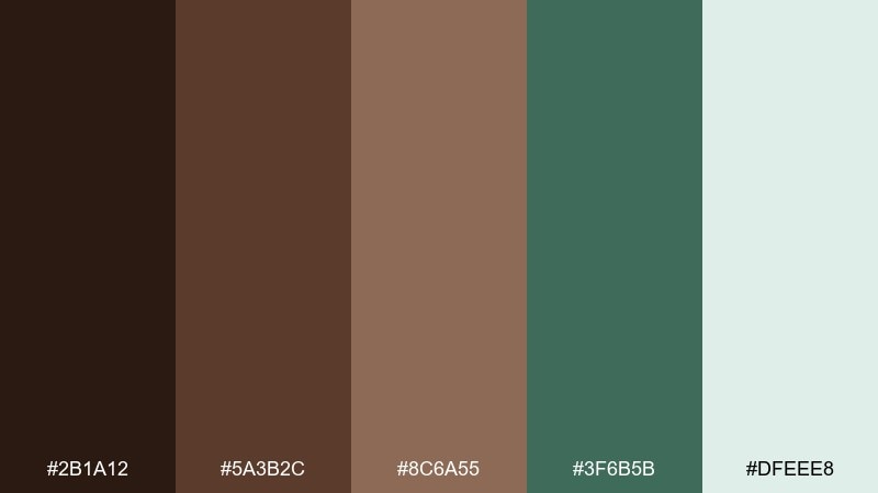 chocolate mint chocolate color palette with hex codes