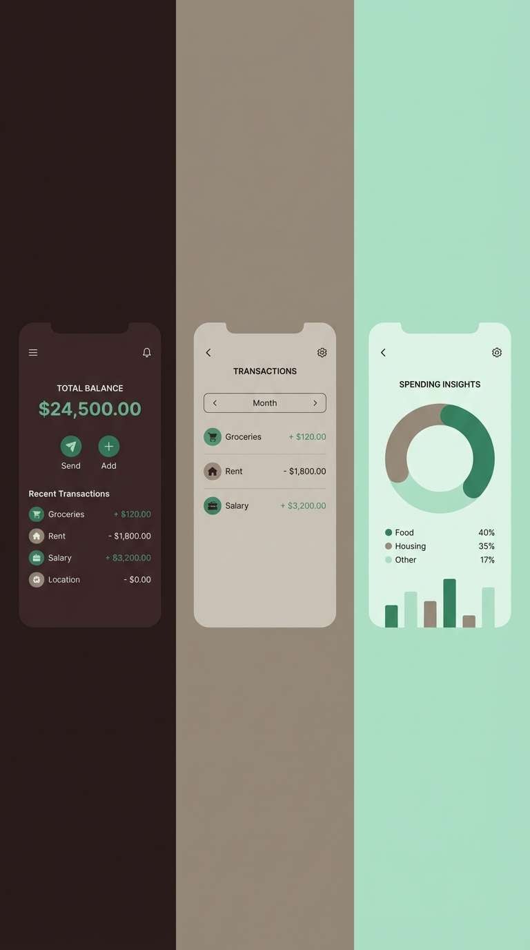 finance ui in mint tones