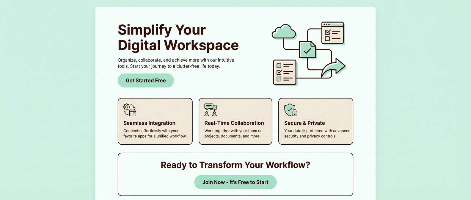 minimal mint landing page