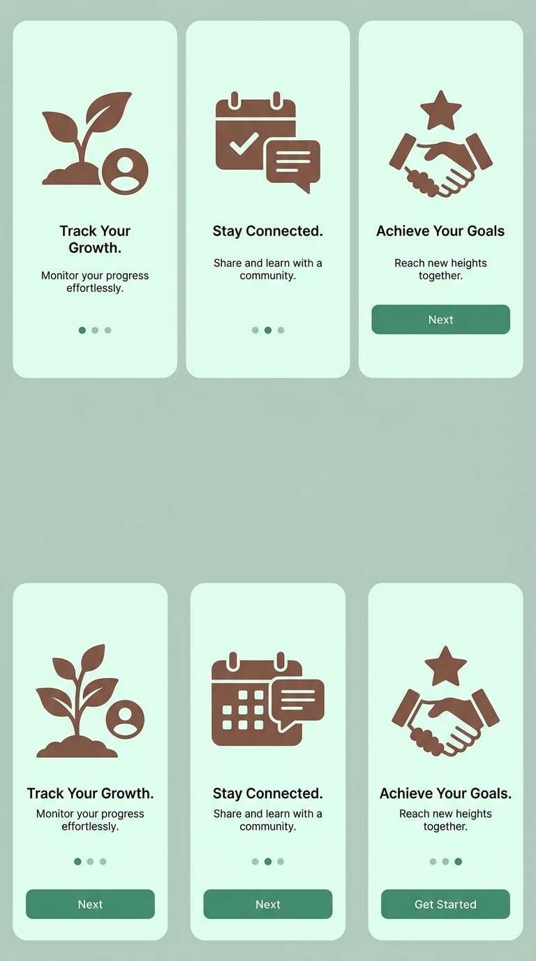 mint cocoa onboarding screens