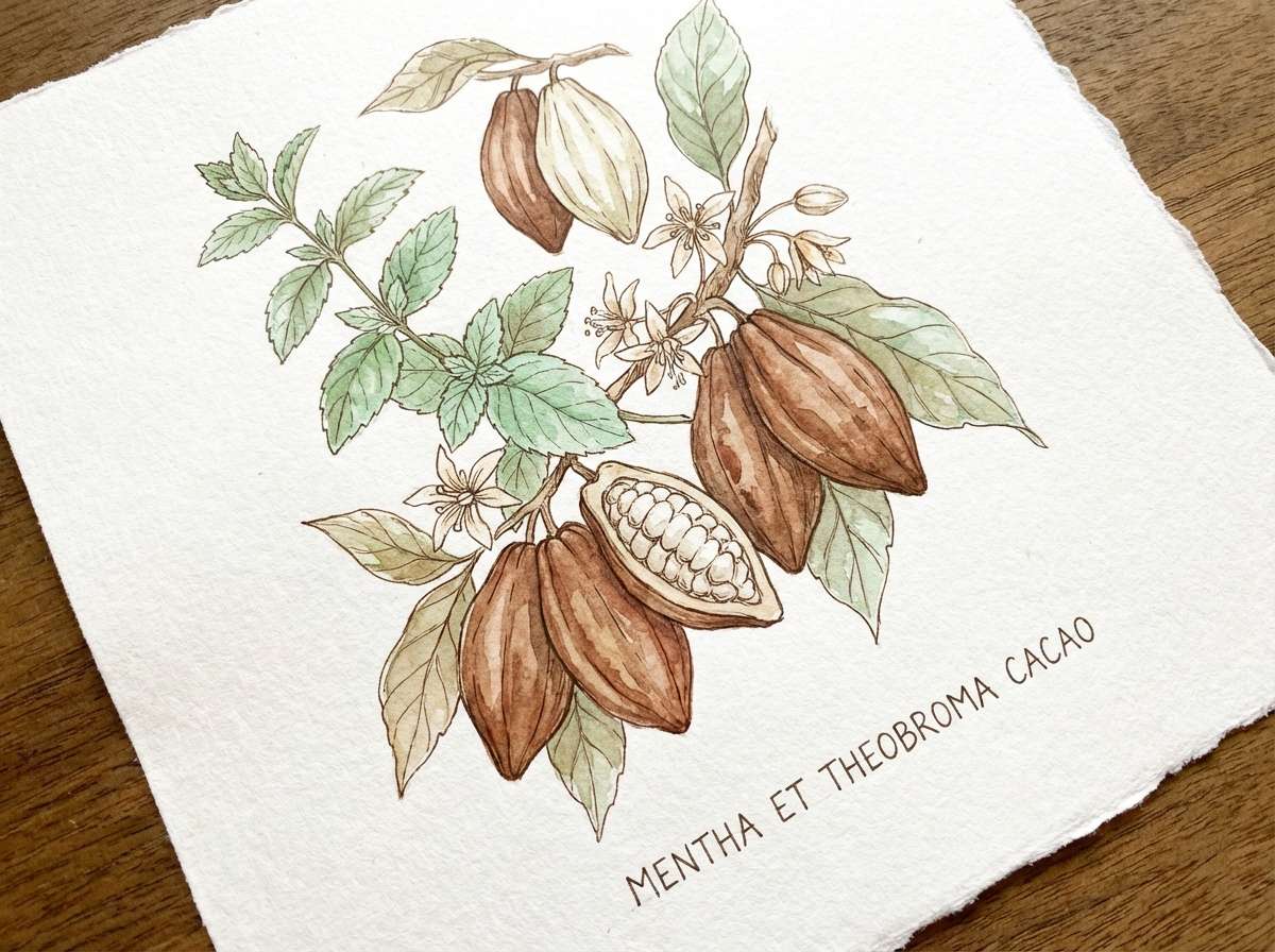 watercolor mint and cacao