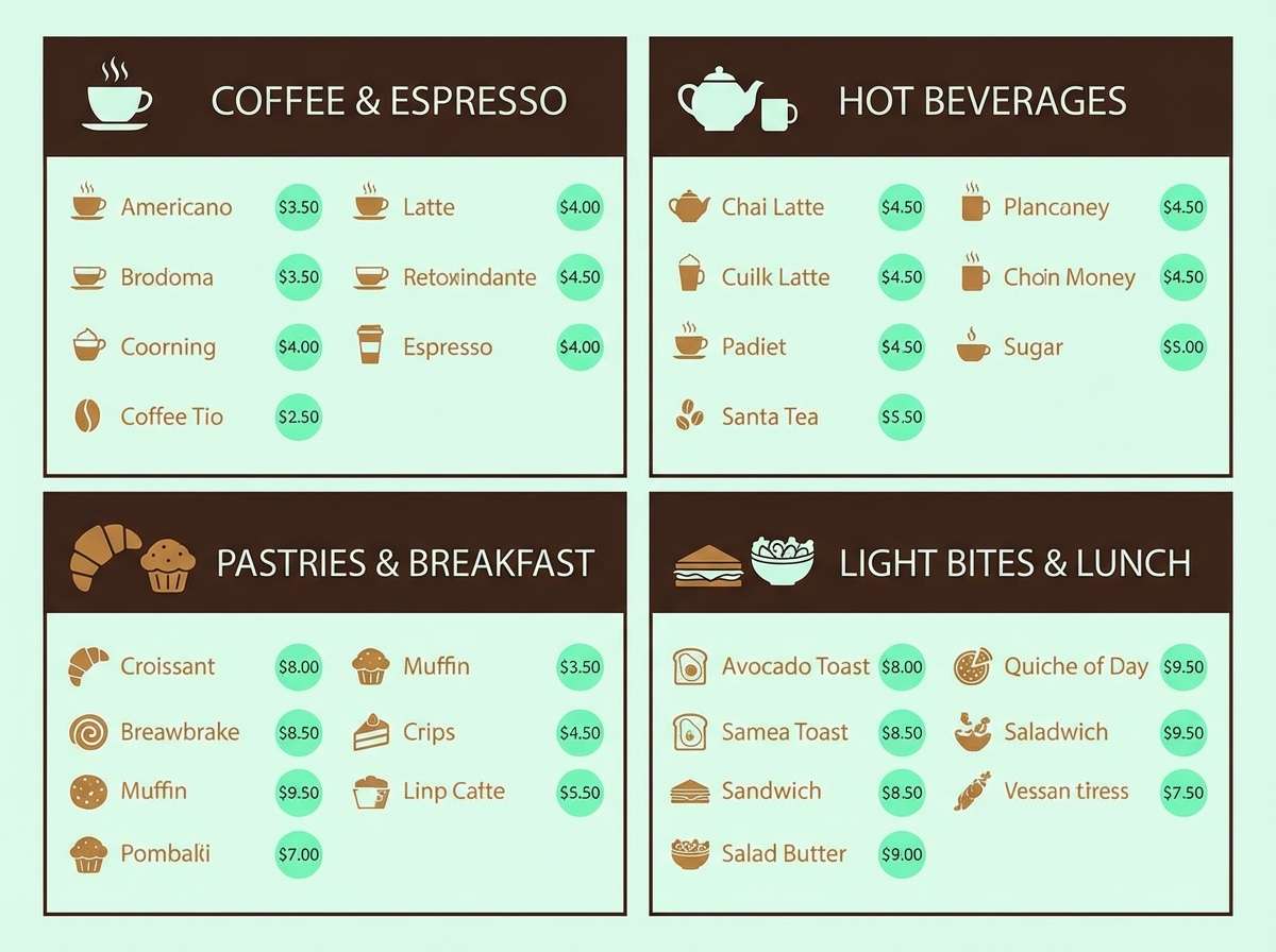 modern cafe menu design