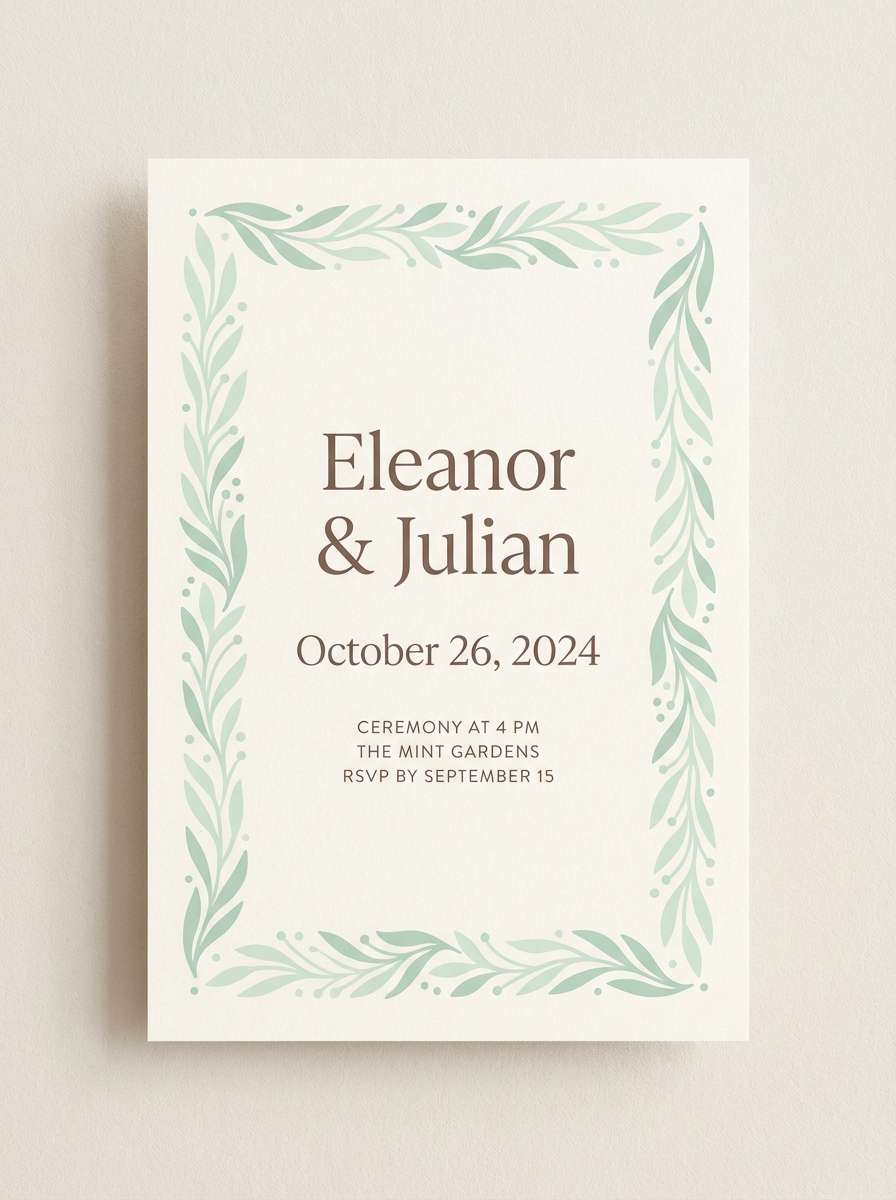 mint cocoa wedding invitation