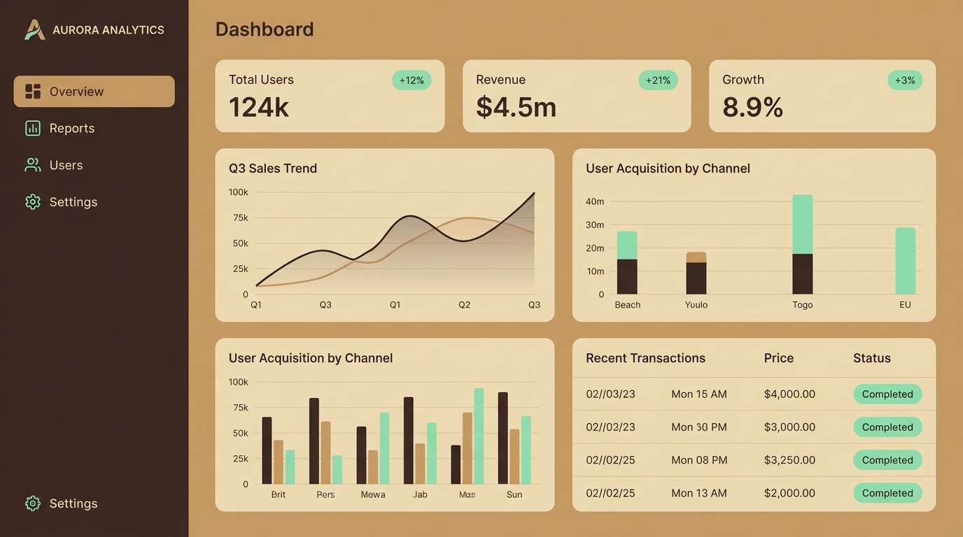 mint mocha dashboard ui