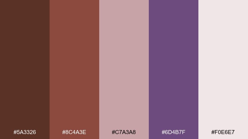 chocolate orchid coffee brown color palette with hex codes