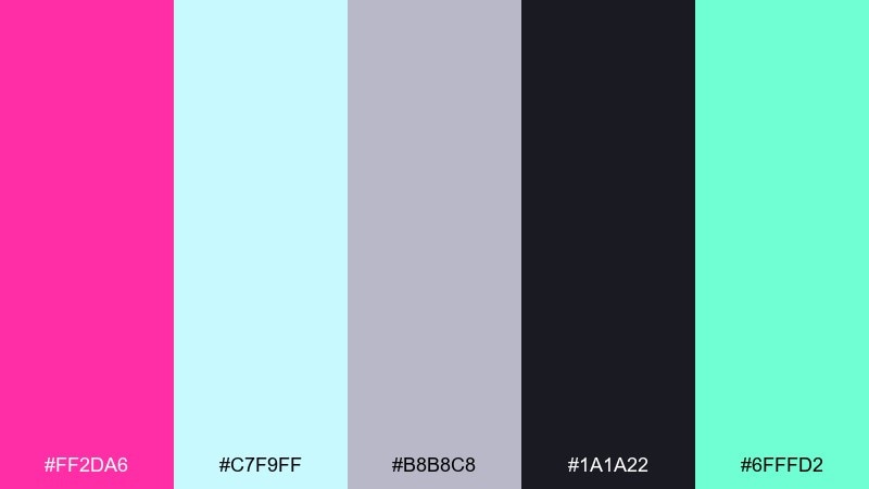 chrome pop shocking pink color palette with hex codes