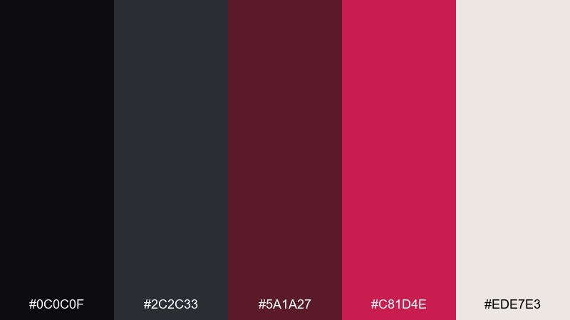 cinder rose color palette with hex codes