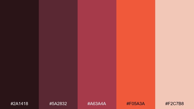 cinder rose lava color palette with hex codes