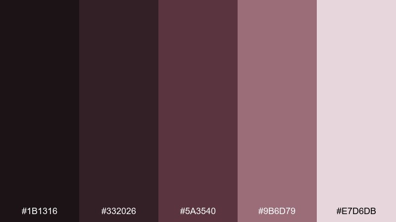 cinder rose shadow color palette with hex codes