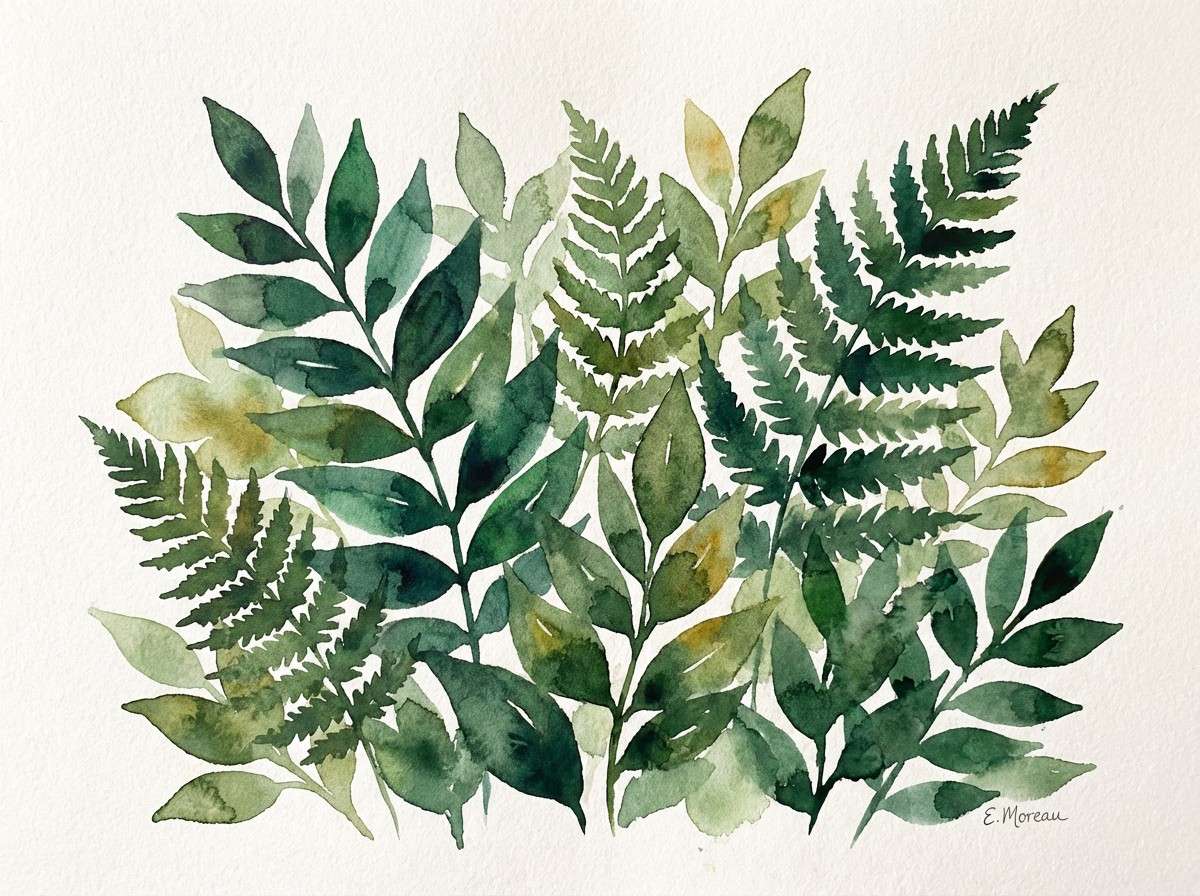 forest botanical watercolor