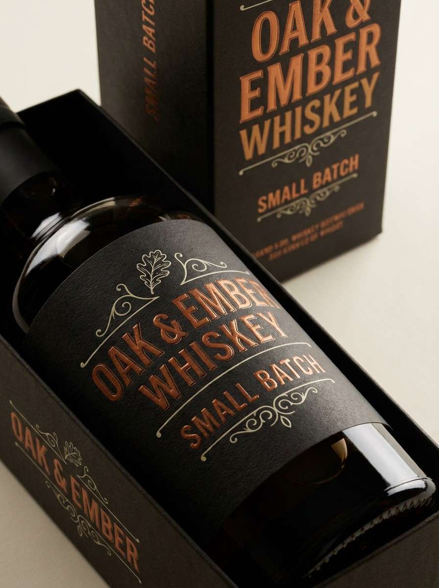 whiskey bottle label shot