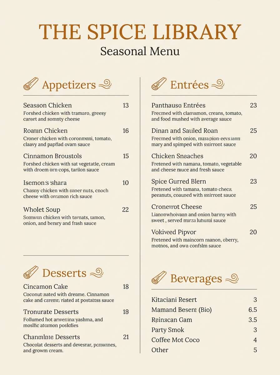 warm restaurant menu design