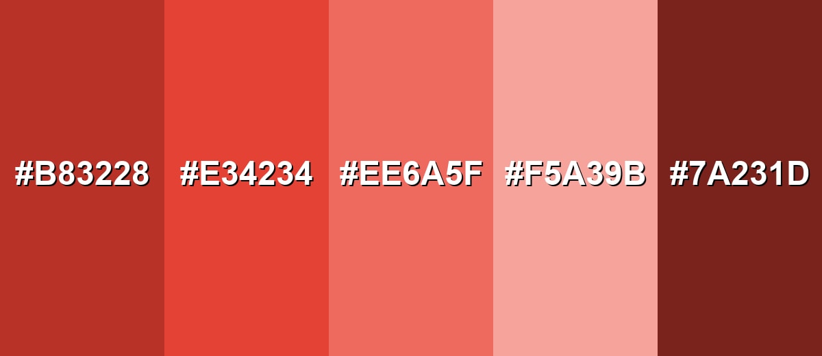 shades and variations of cinnabar-color