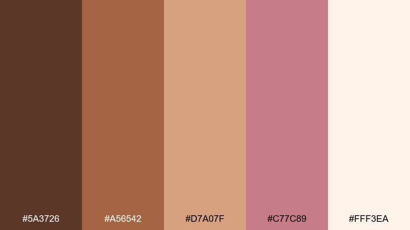 cinnamon berry cream color palette with hex codes