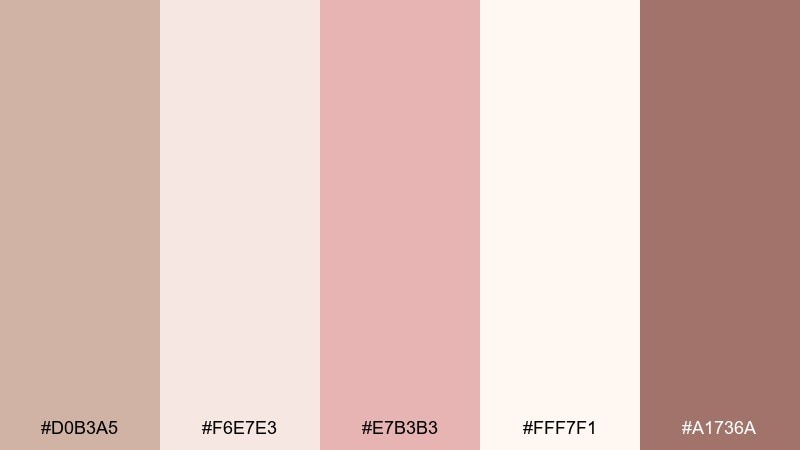 cinnamon blush wedding pastel brown color palette with hex codes