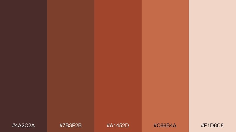 cinnamon brick color palette with hex codes