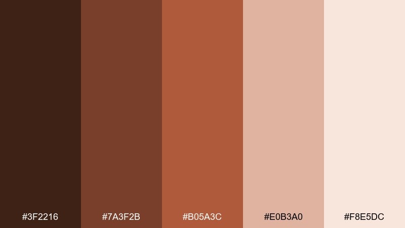cinnamon cocoa chocolate color palette with hex codes