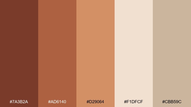 cinnamon copper latte color palette with hex codes