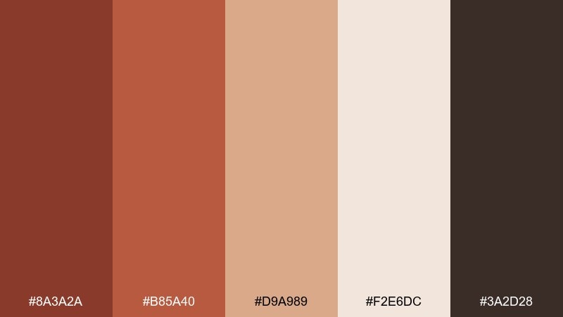 cinnamon latte carnelian color palette with hex codes