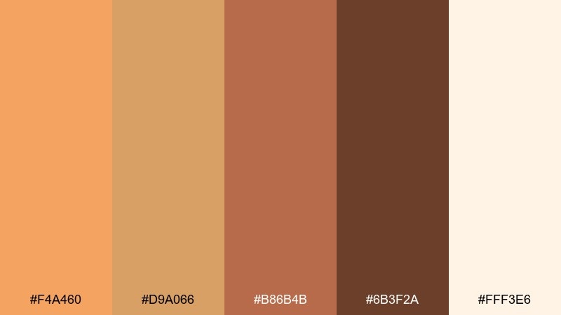 cinnamon latte sandy brown color palette with hex codes