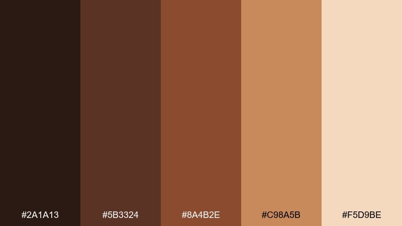 cinnamon roast coffee color palette with hex codes