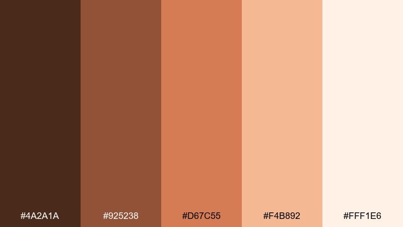 cinnamon sorbet brown peach color palette with hex codes