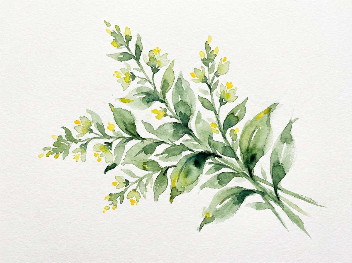 watercolor leaves in green and yellow