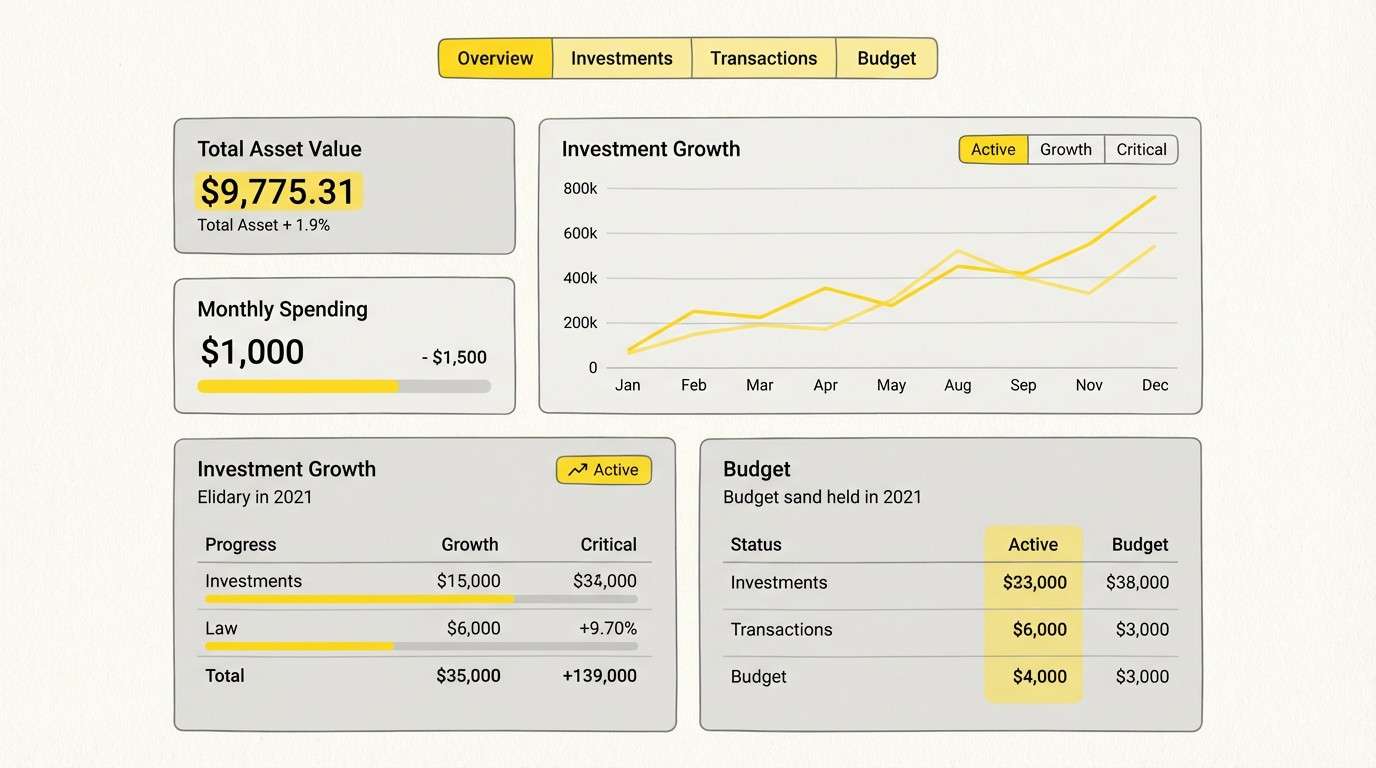 finance ui with gold highlights