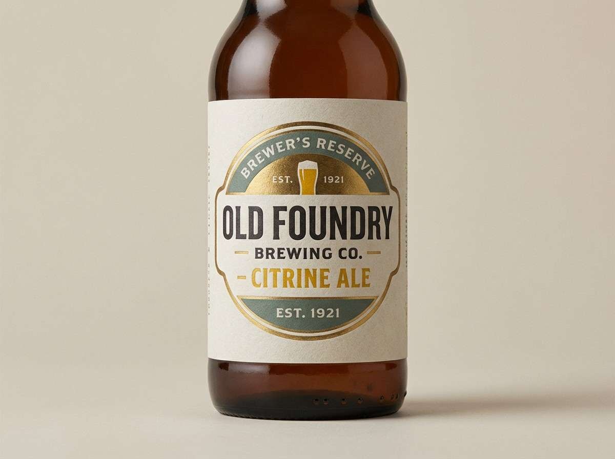 vintage label in brass tones