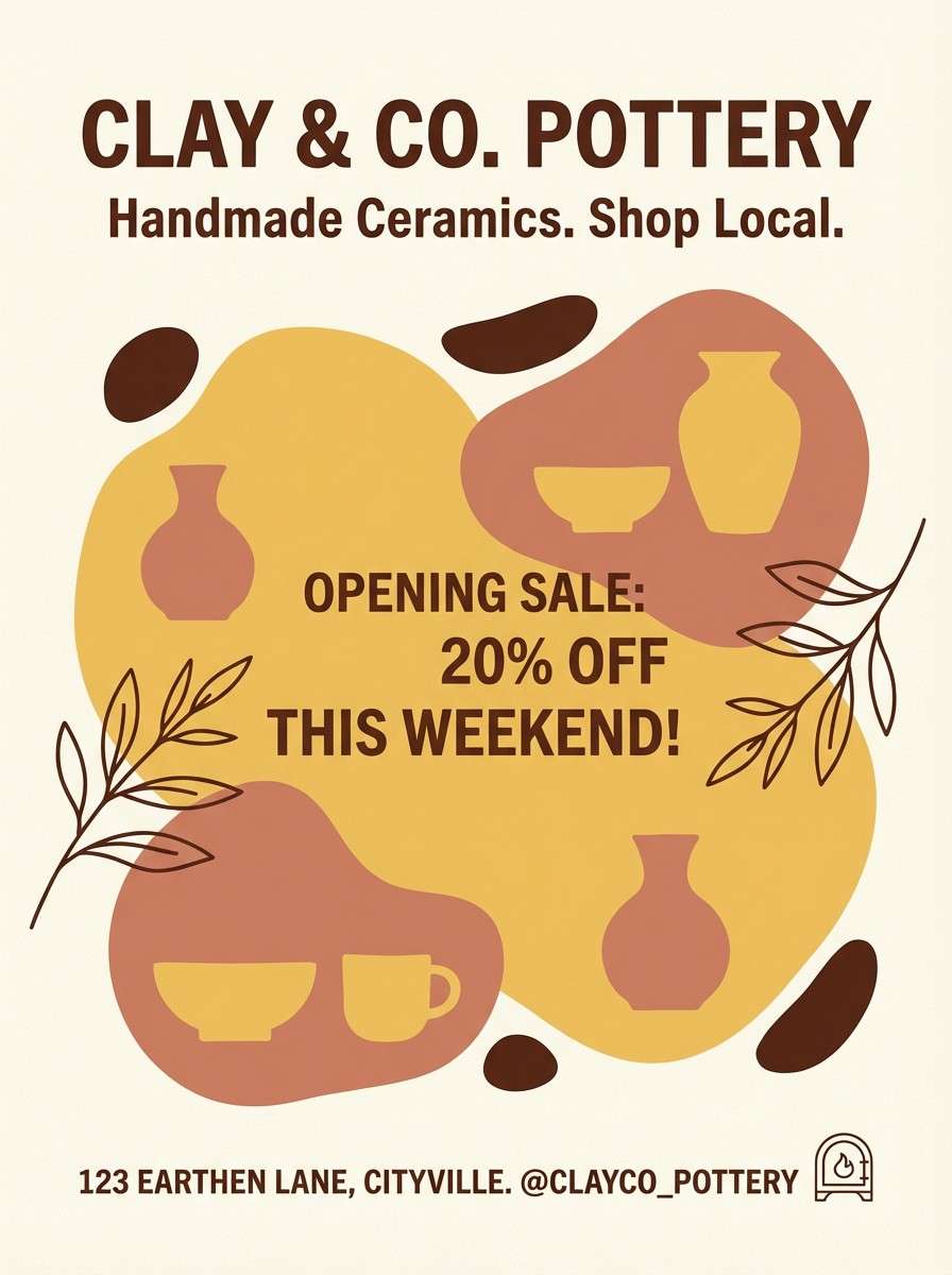 ceramics flyer in warm yellows