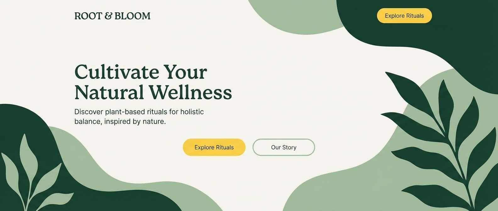 wellness landing in green and yellow