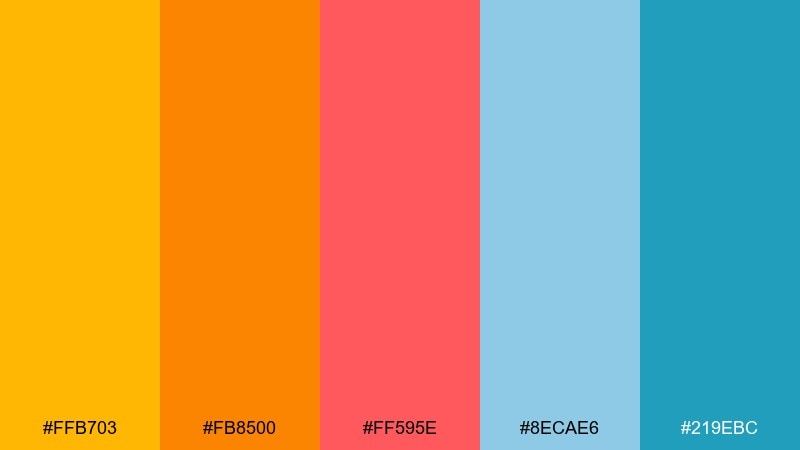 citrus bloom gradient color palette with hex codes