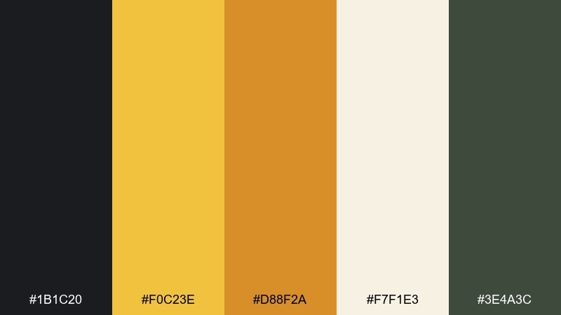 citrus brass pop art deco color palette with hex codes