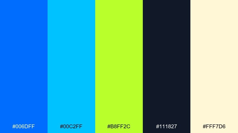 citrus circuit electric blue color palette with hex codes