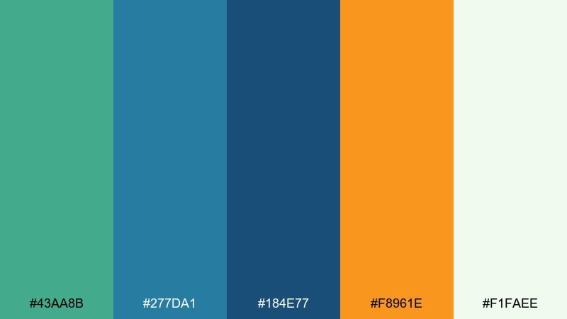 citrus classroom green blue orange color palette with hex codes