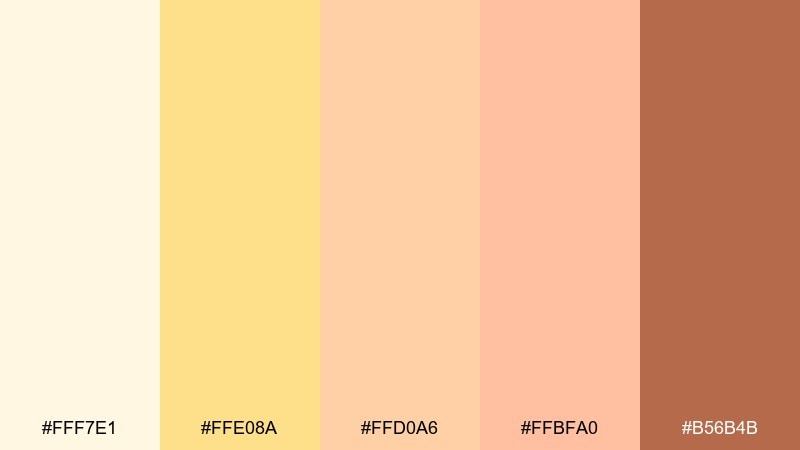 citrus cream peach yellow color palette with hex codes