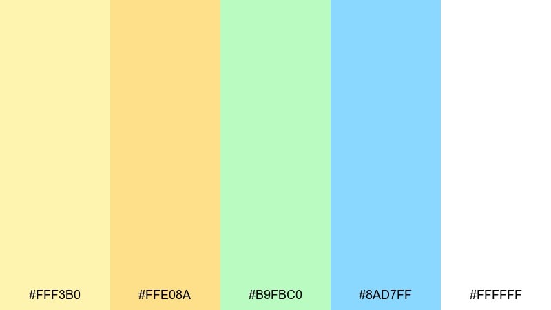 citrus fizz bubbles color palette with hex codes