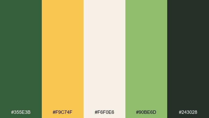 citrus grove accent color palette with hex codes