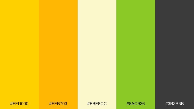 citrus grove citrine color palette with hex codes