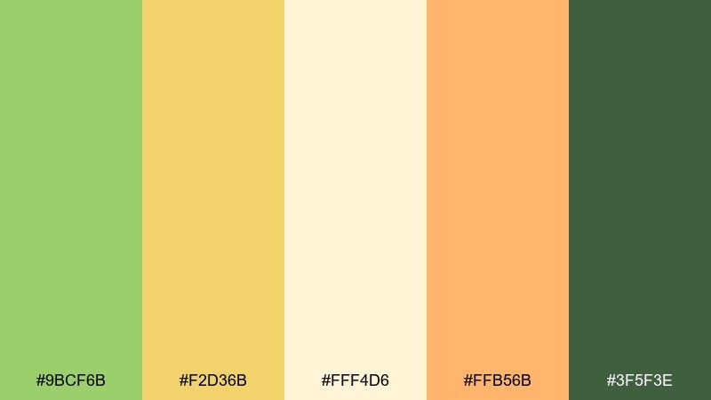 citrus grove pistachio color palette with hex codes