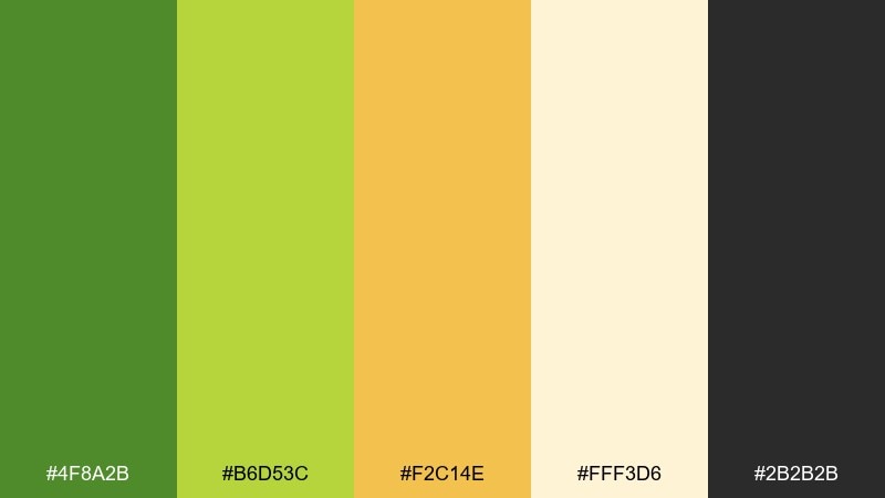 citrus grove sap green color palette with hex codes
