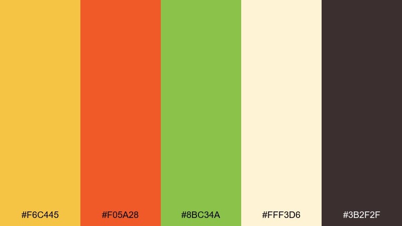 citrus market food color palette with hex codes