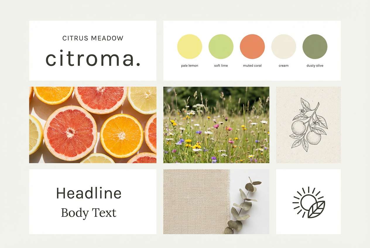 citrus meadow brand moodboard
