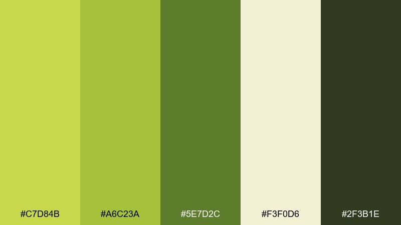 citrus meadow peridot color palette with hex codes