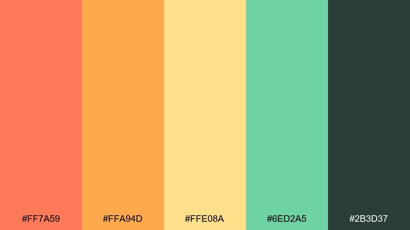 citrus melon pop melon color palette with hex codes